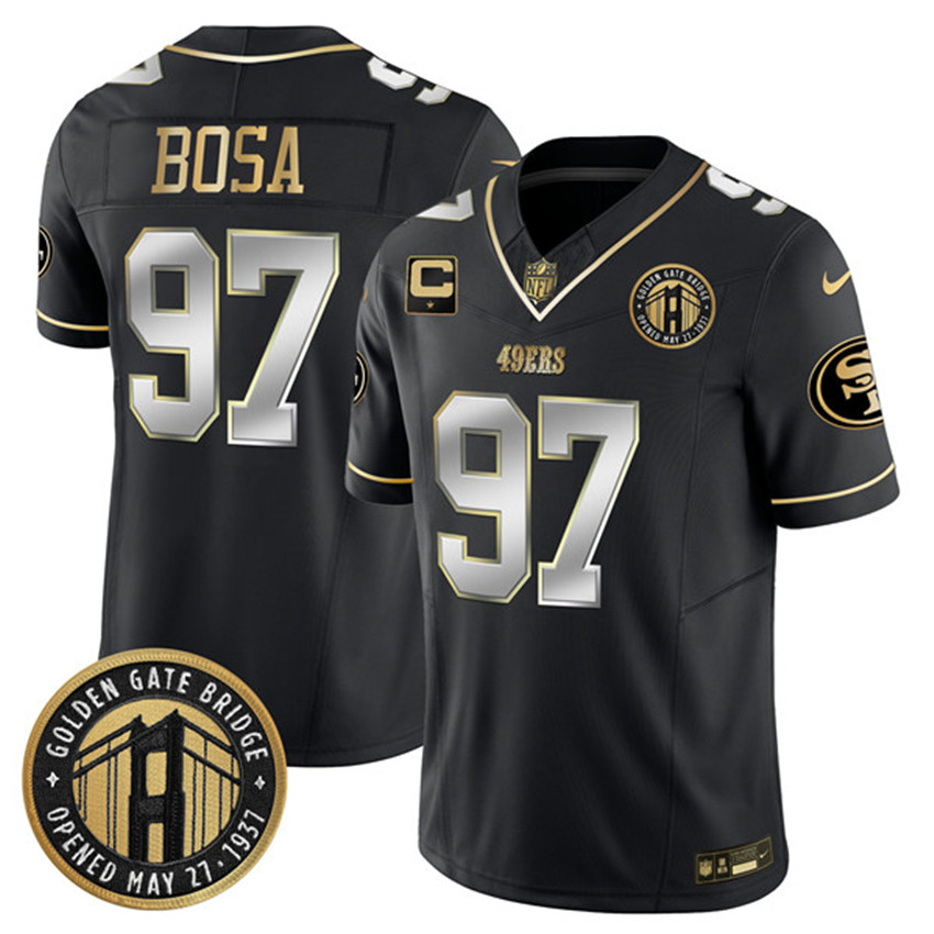 Men's Black San Francisco 49ers #97 Nick Bosa F.U.S.E. Golden Gate Bridge With 1-Star C Patch Vapor Limited Stitched Football Jersey